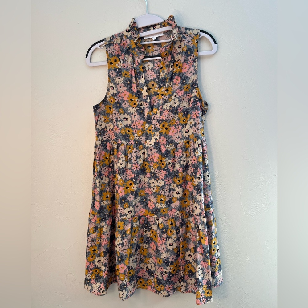 Sleeveless V-Neck Floral Dress | Olivaceous Small